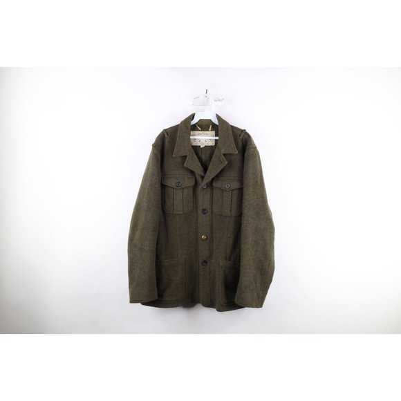 Vintage 90s Banana Republic Safari Mens Large Wool Safari Bush Jacket Green